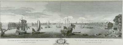 Image of Prospekt v verkh po Nevi riekie k Vostoky mezhdu Galernoiu verfiu i 13 linieiu Vasilevskago ostrova. Vue de la Neva vers l’orient entre le chantier des Galeres et la 13me ligne de Wassili ostroff.