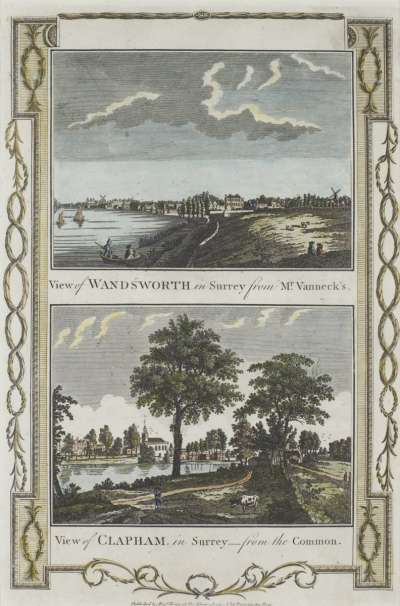 Image of View of Wandsworth in Surrey from Mr. Vanneck’s / View of Clapham in Surrey from the Common