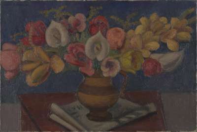 Image of Flowers in a Brown Vase