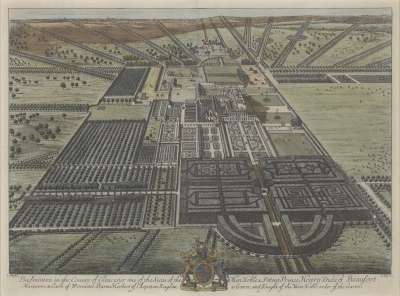 Image of Badminton in the County of Gloucester, one of the Seats of the Most Noble and Potent Prince Henry Duke of Beaufort