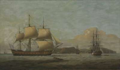 Image of East Indiaman “Admiral Hughes” off Jamestown, St. Helena