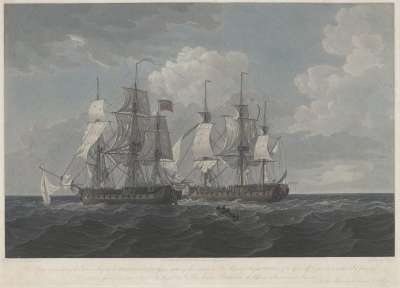 Image of The French Frigate ‘Proserpine’ of 40 Guns Striking her Colours to His Majesty’s Frigate ‘Dryad’ of 36 Guns off Cape Clear, 13 June 1796