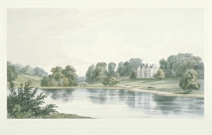 Image of Crewe Hall, from the end of the Lake