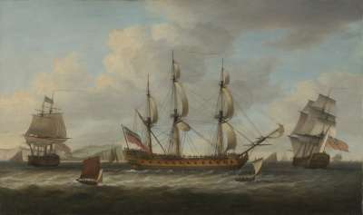 Image of The East Indiaman ‘Francis’ in three positions, off Dover