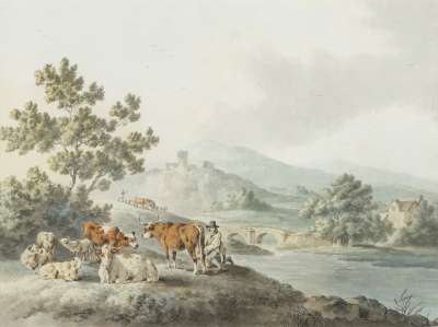 Image of Landscape: River and Cattle