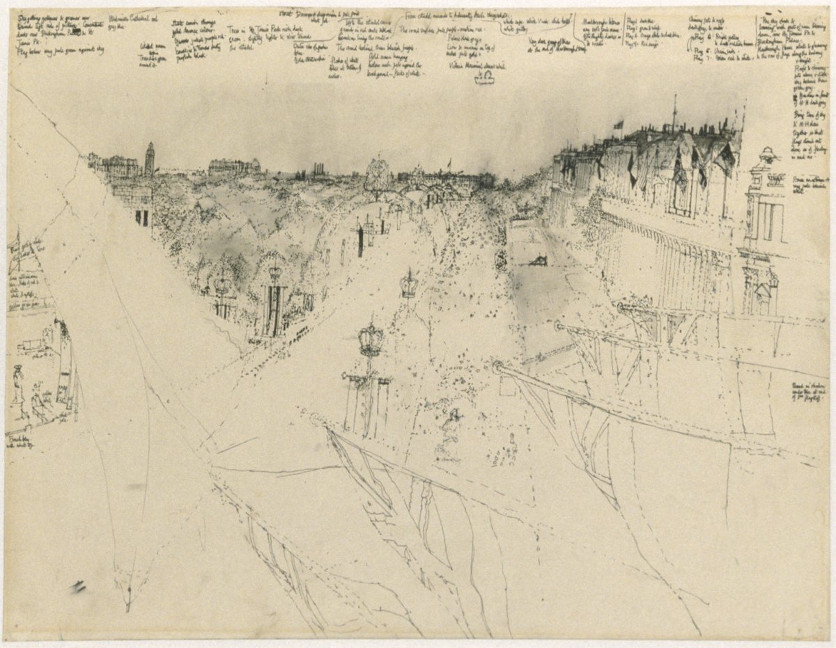 Image of Sketch for the Coronation Procession from Admiralty Arch