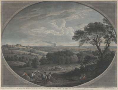 Image of A North View of the Cities of London and Westminster, with part of Highgate, taken from Hampstead Heath near the Spaniards