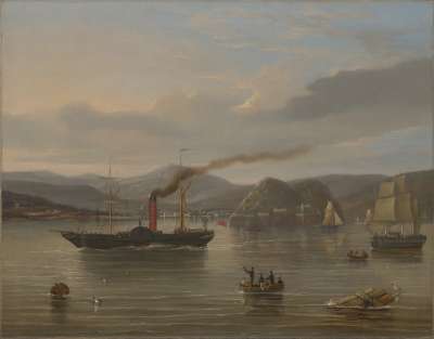 Image of “John Wood” (Paddle Steamer) passing Dumbarton, Clyde