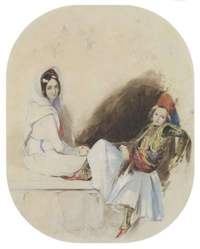 Image of Woman and Child in Greek Dress