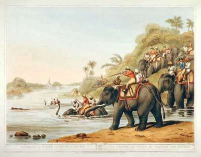 Image of Chasing a Tiger Across a River / La Chasse au tigre au travers une Riviere