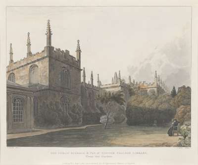 Image of The Public Schools, & Part of Exeter College Library, from the Garden