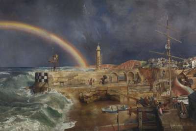 Image of Coast Scene with Rainbow