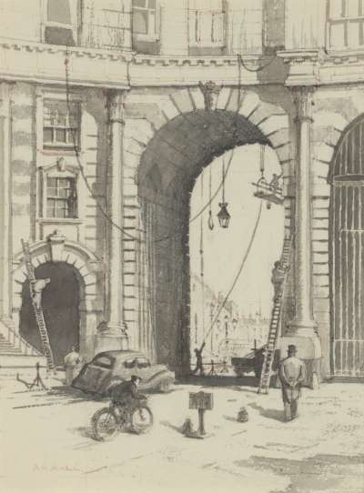 Image of Coronation Preparations: Cleaning Admiralty Arch