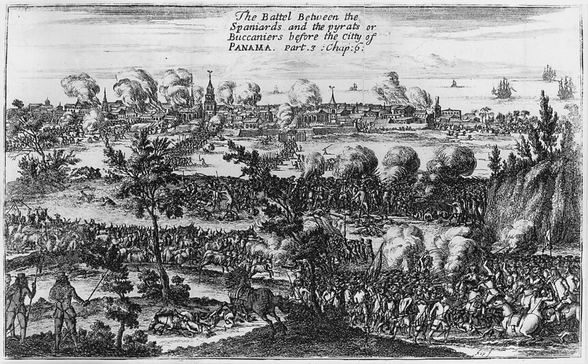 Image of The Battel between the Spaniards and the Pyrats or Buccaniers before the Citty of Panama