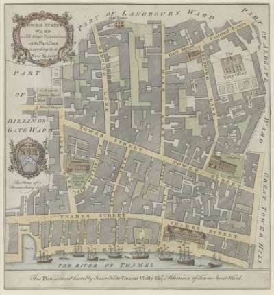 Image of Tower Street Ward with their Divisions into Parishes according to a New Survey