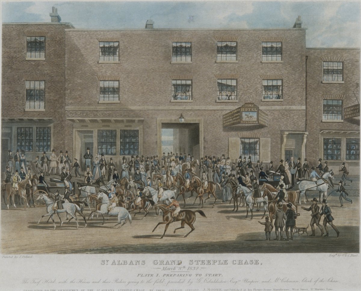 Image of St. Albans Grand Steeple Chase, 8 March 1832: Plate 1: Preparing to Start