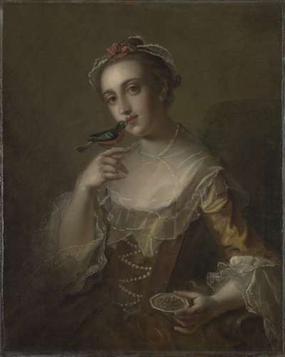 Image of Young Woman with a Bird