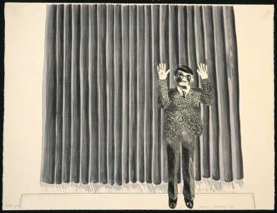 Image of Figure by a Curtain