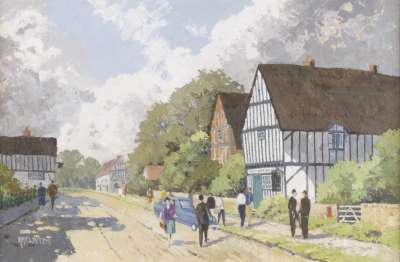 Image of English Village Street Scene (Post Office)