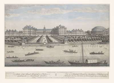 Image of A View of the Royal Hospital at Chelsea & the Rotunda in Ranelagh Gardens / Vüe de l’Hopital Royal des Invalides à Chelsea et de la Rotonde dans les Jardins de Ranelagh Auprés de Londres