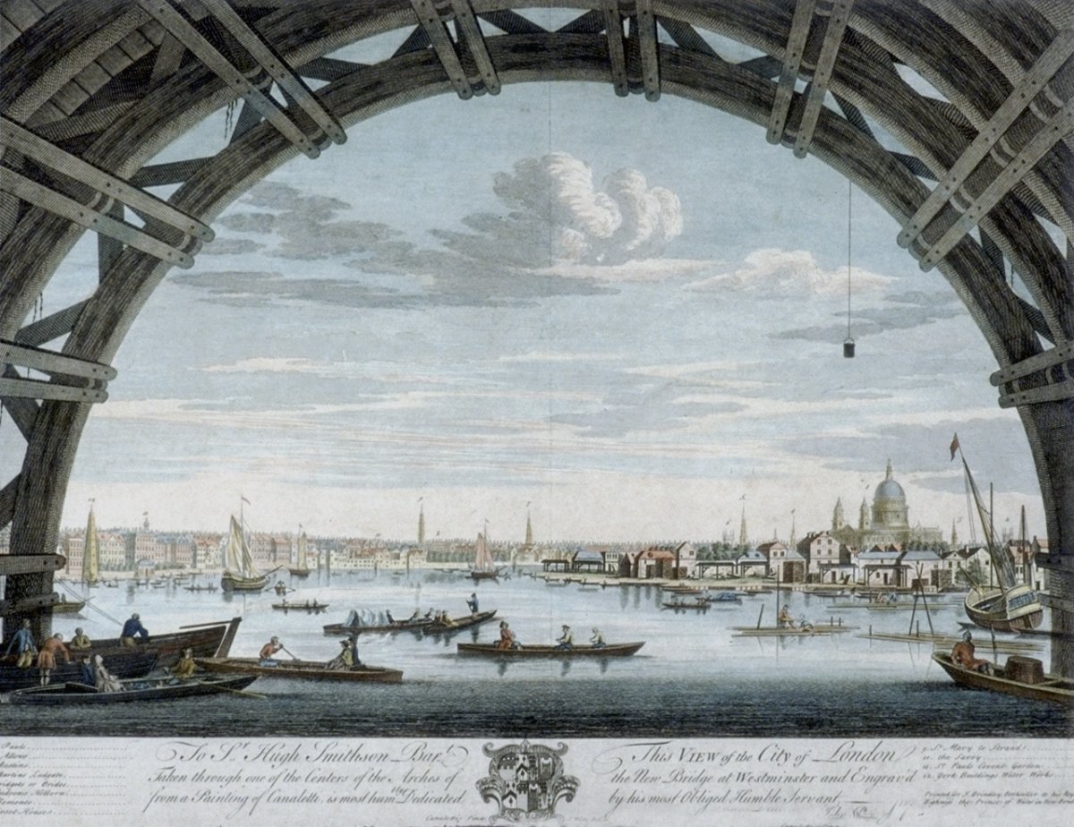 Image of View of City of London taken through one of the Centres of the Arches of the New Bridge at Westminster