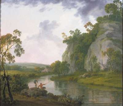 Image of Landscape: Evening, with Two Boys Fishing