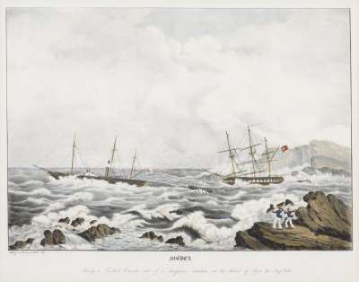 Image of Medea: Towing a Turkish Corvelle out of a Dangerous Situation on the Island of Syra, 26 August 1836