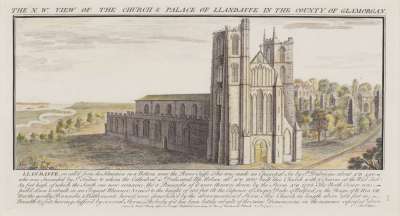 Image of The N.W. View of the Church & Palace of Llandaffe in the County of Glamorgan