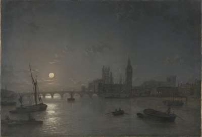 Image of Houses of Parliament from the Thames by Moonlight