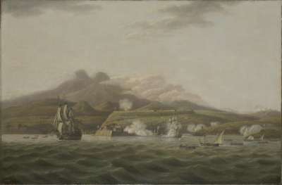 Image of The Capture of Martinique (mountain & town behind)