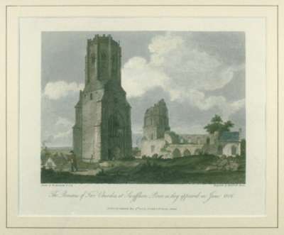 Image of The remains of Two Churches at Swaffham Prior as they appeared in June 1806