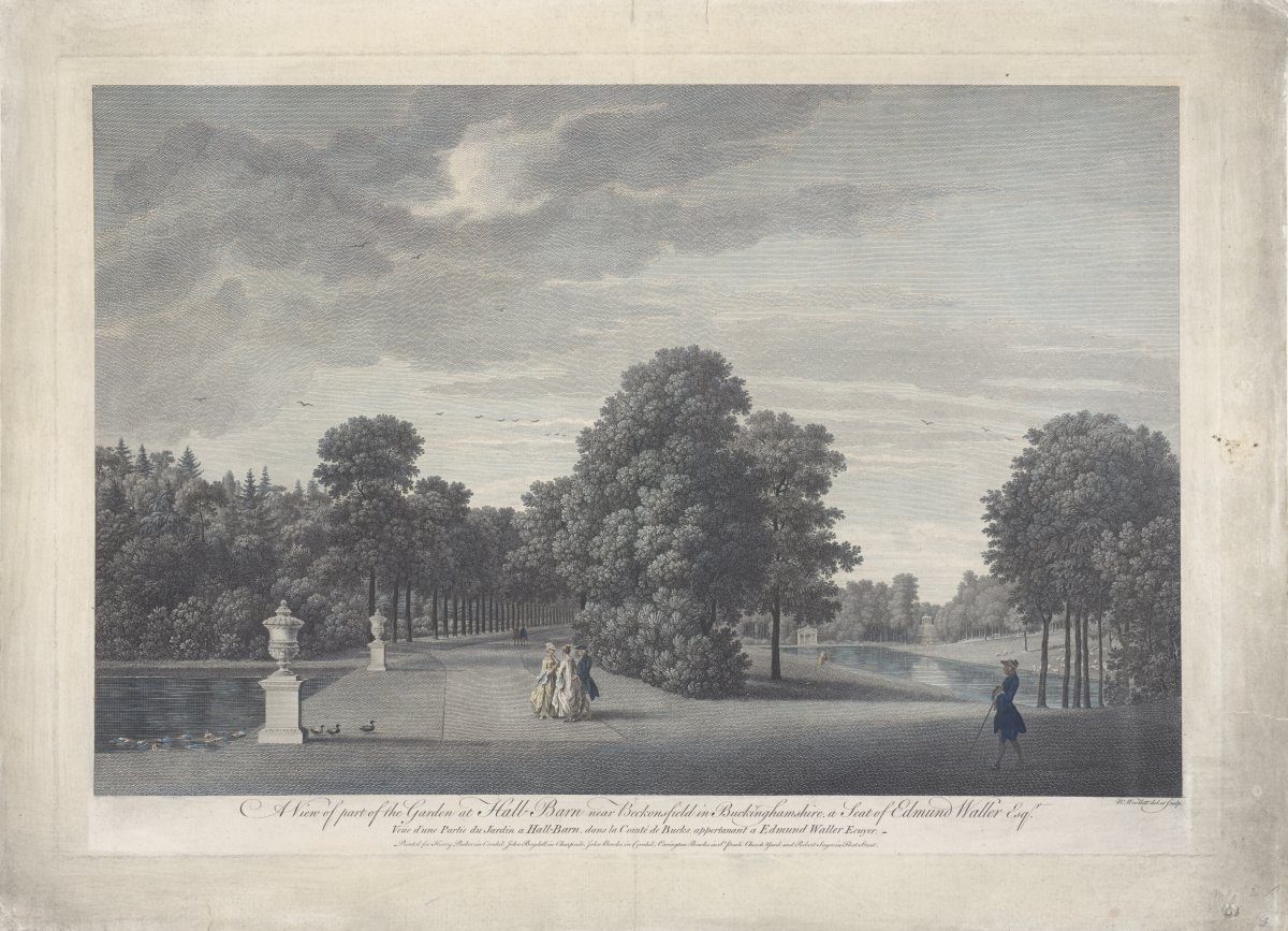 Image of A View of Part of the Garden at Hall-Barn near Beckonsfield in Buckinghamshire, a Seat of Edmund Waller Esq. / Veüe d’une Partie du Jardin a Hall-Barn, dans la Comté de Bucks, appartenant a Edmund Waller Ecuyer