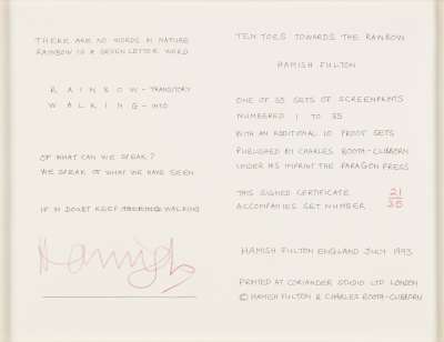 Image of Colophon page: artist’s statement