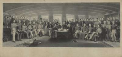 Image of The Signing and Sealing of the Treaty of Nanking in the State Cabin of HMS Cornwallis, 29 August 1842