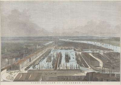 Image of Bird’s Eye View of the London Docks