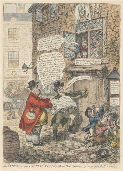 Image of “The Friend of the People” & his Petty-New-Tax-Gatherer, paying John Bull a visit