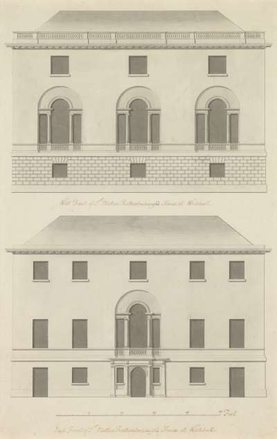 Image of West Front and East Front of Sir Mathew Featherstonehaugh’s House at Whitehall [Dover House]