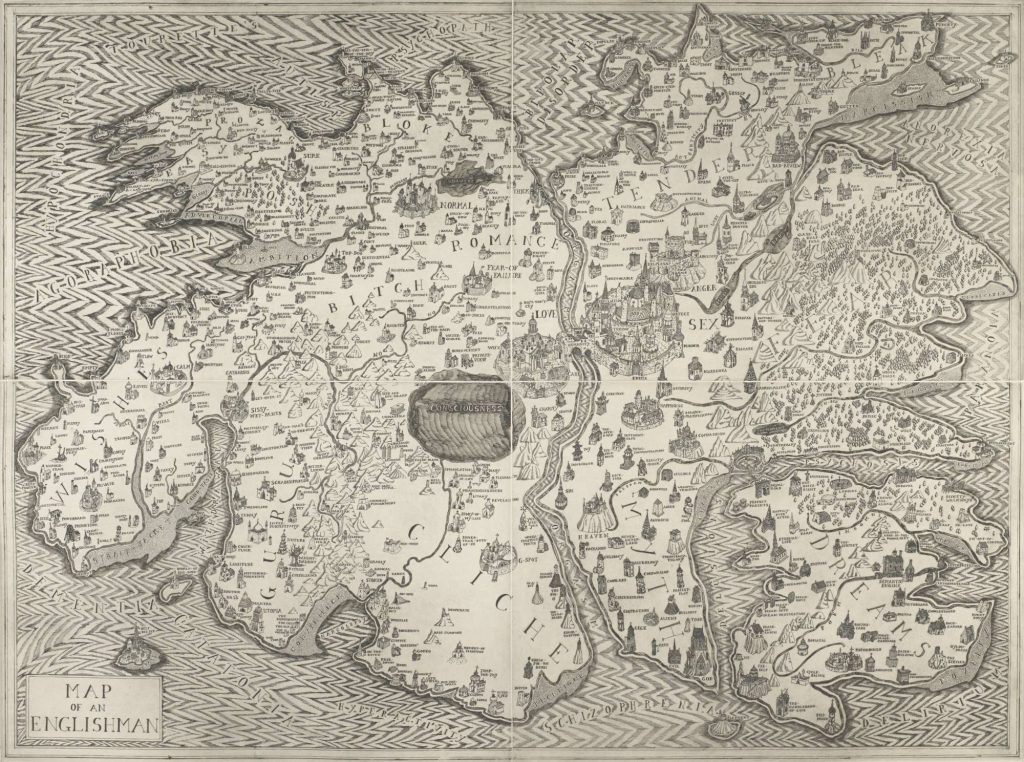 A hand-drawn map of an island