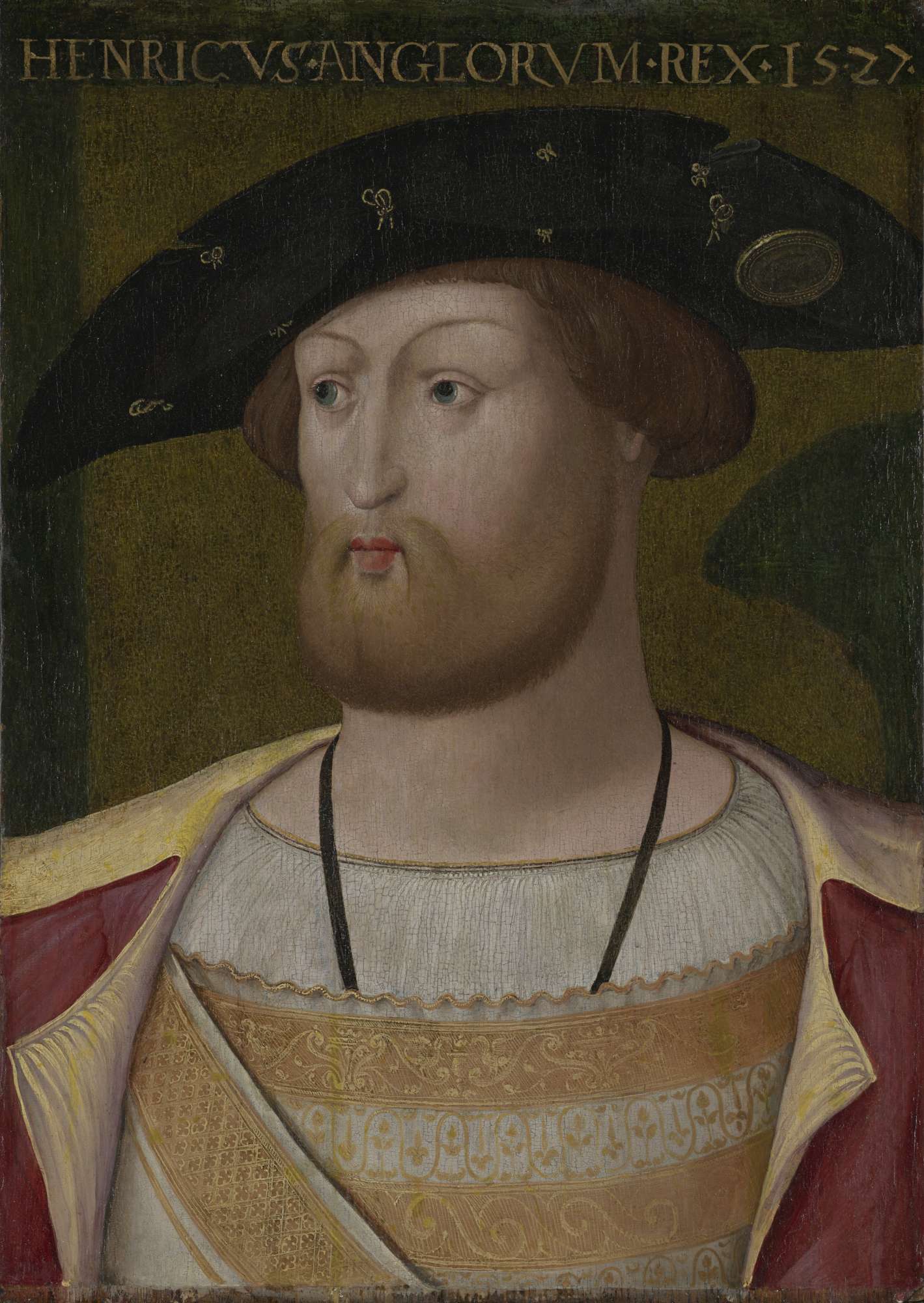 painting of a man, head turned to the left, in Tudor costume