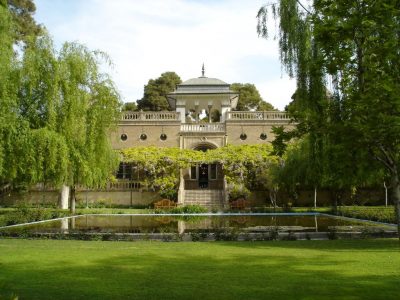 a view of the British Embassy Tehran from the garden