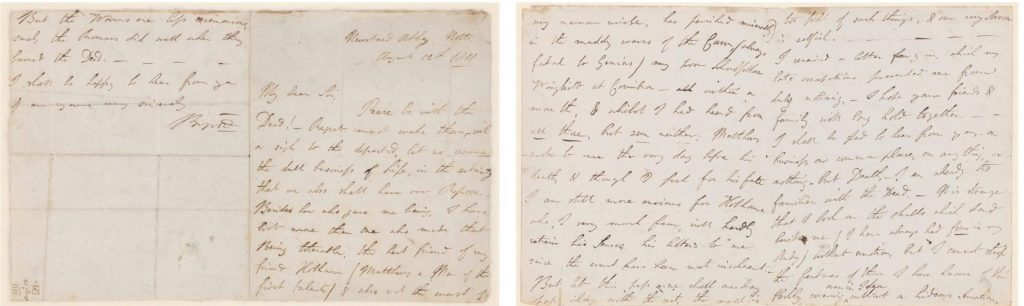 A photograph of a letter written by Lord Byron to Robert Charles Dallas